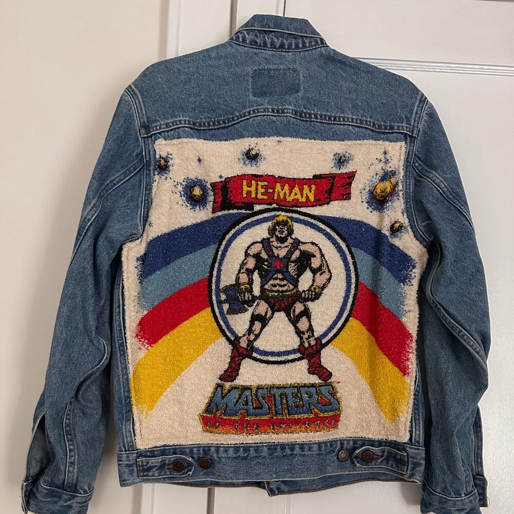 One-of-a-Kind Vintage Jean Jacket with HE-MAN Insert